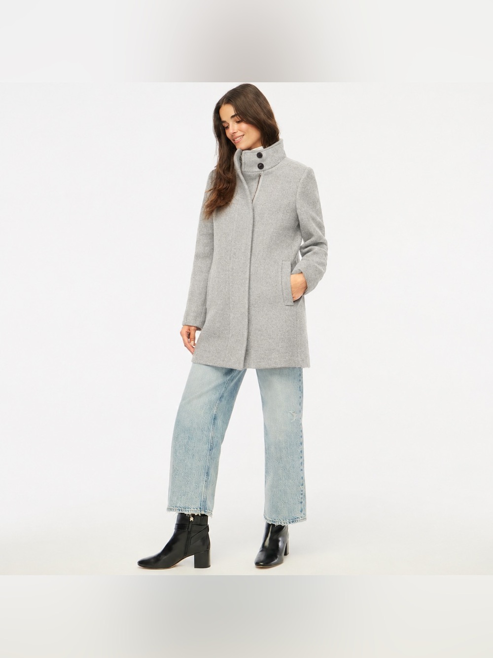 J. Crew Coat Womens 12 City Coat Funnel Button Neck Wool Blend